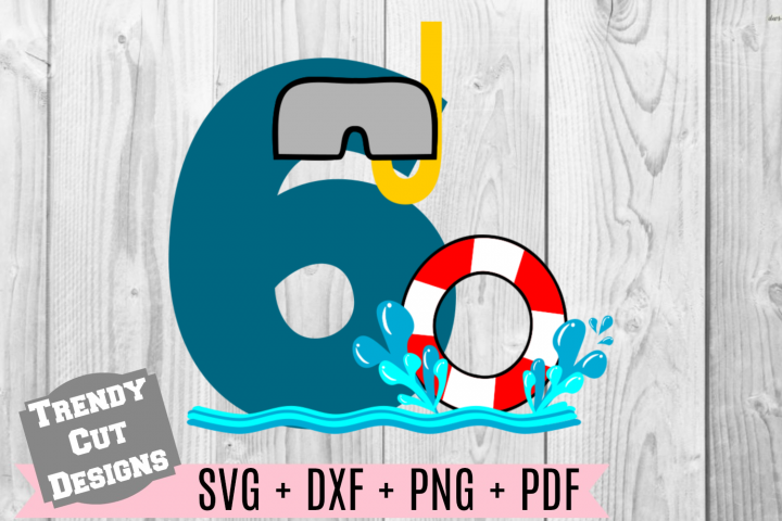 Pool Party Number 6th Birthday SVG (142415) | SVGs | Design Bundles