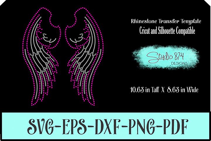 Download Angel Wings Rhinestone SVG Template - Medium (367422 ...