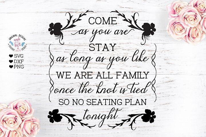 No Seating Plan Wedding Sign Cut File