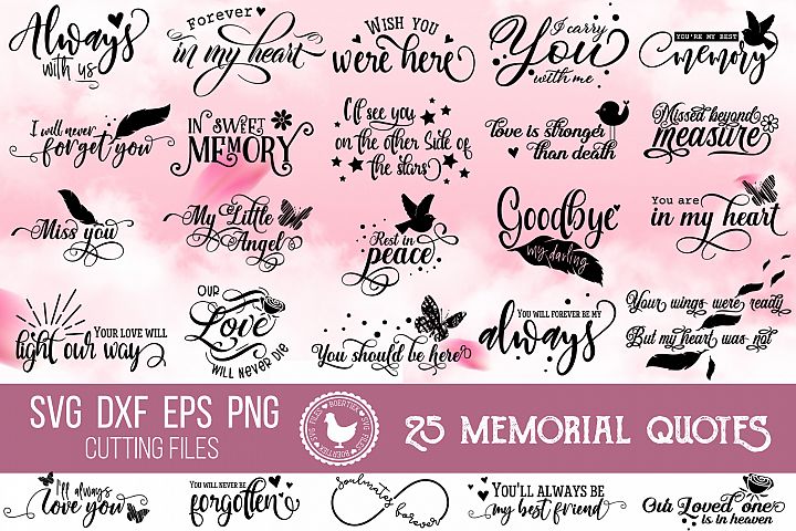 Bundle of 25 memorial quotes