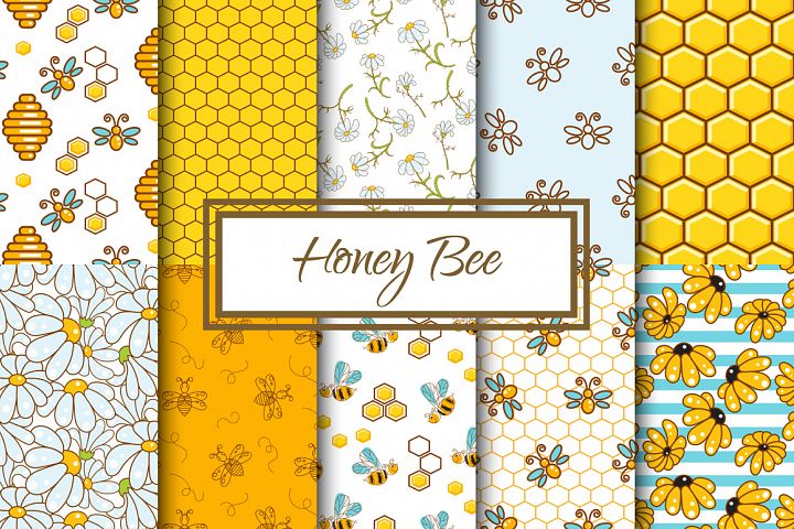 Honey Bee Seamless Patterns