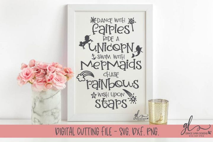 Dance With Fairies Ride A Unicorn - SVG Cut File - Free Design of The Week Design