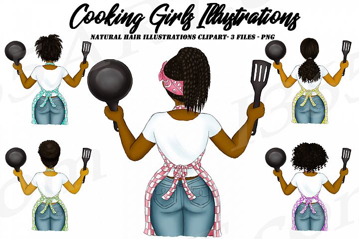 Download Cooking Girls Black Women Clipart Baking Natural Hair ...