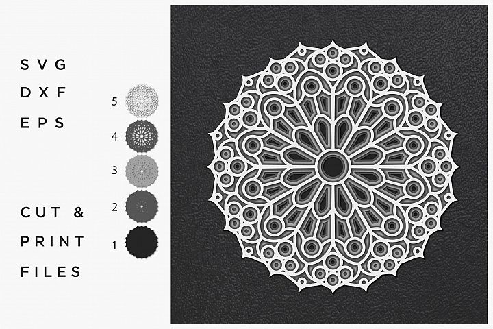 Download Mandala SVG, Cut file Mandala, Cut multilayer Mandala, 3D