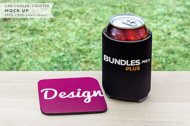 Download Can Cooler and Coaster Mock up