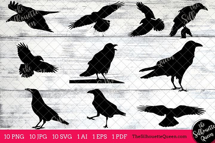 Download Raven Silhouette Clipart Clip Art(AI, EPS, SVGs, JPGs, PNGs, PDF), Raven Clip Art Clipart ...