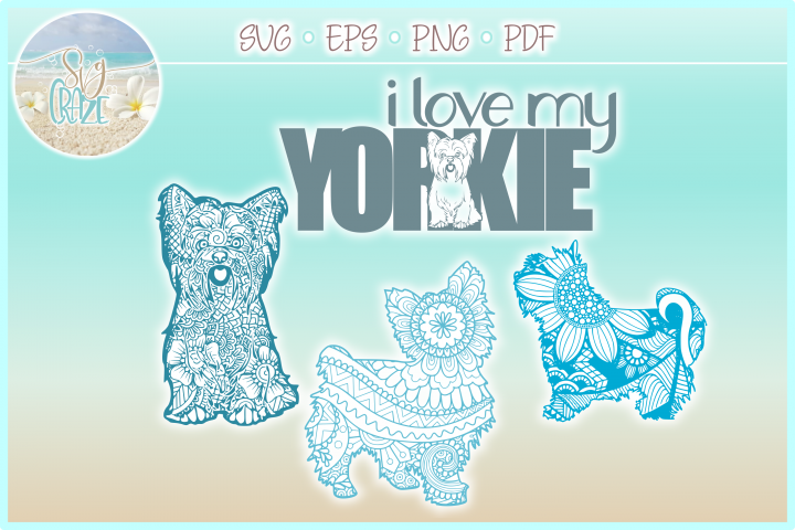 Download Yorkie Yorkshire Terrier Dog Mandala Zentangle Bundle SVG