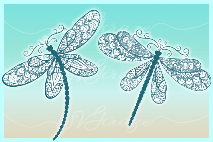 Download Dragonfly Mandala Zentangle Bundle Svg Dxf Eps Png Pdf ...