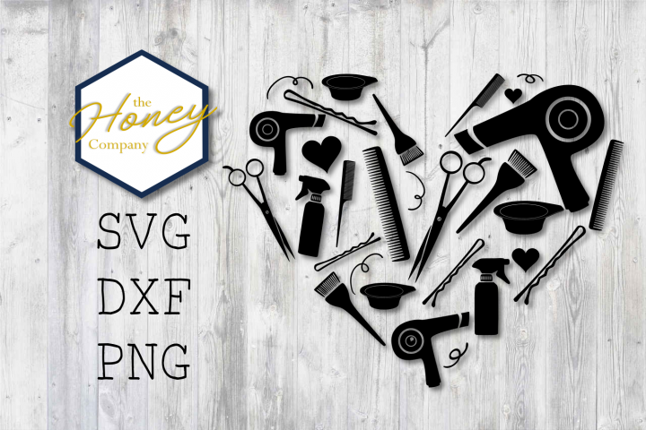 Download Hair Stylist SVG PNG DXF Shears Comb Color Heart Cut Files