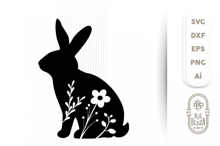 Download Floral Rabbit Silhouette SVG , Easter Bunny SVG , Spring SVG