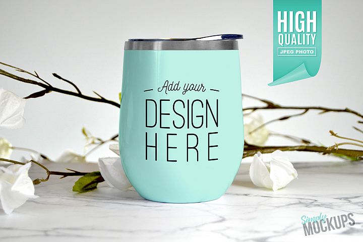 Download Mint 12oz Wine Tumbler Mockup (158488) | Mock Ups | Design ...