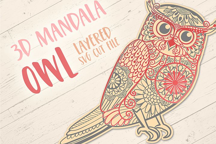 Download Layered 3D Mandala Owl Svg Free - Layered SVG Cut File