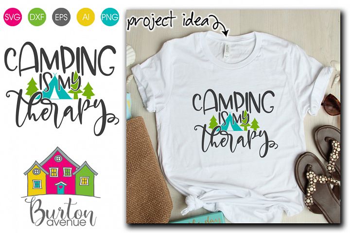 Download Camping is my Therapy SVG File (203019) | SVGs | Design ...