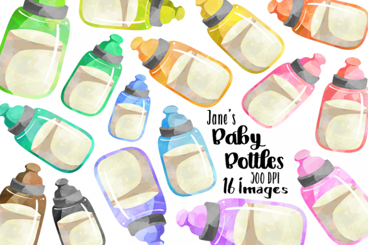 Download Watercolor Baby Bottles Clipart (138033) | Illustrations ...