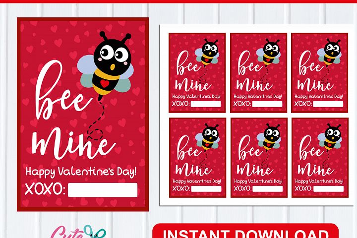 Bee mine Valentines Day Printable Cards