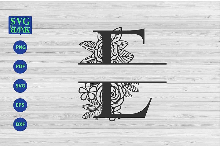 Download Split monogram letter E Svg, Alphabet floral initial logo E