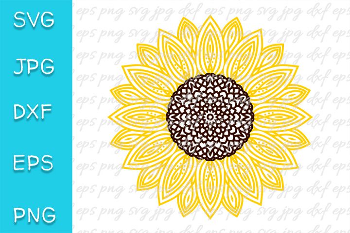 Download Sunflower SVG. Mandala, zentangle. PNG, EPS, JPEG, DXF ...