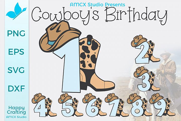 Cowboy Numbers 1 - 9 Bundle (298119) | SVGs | Design Bundles