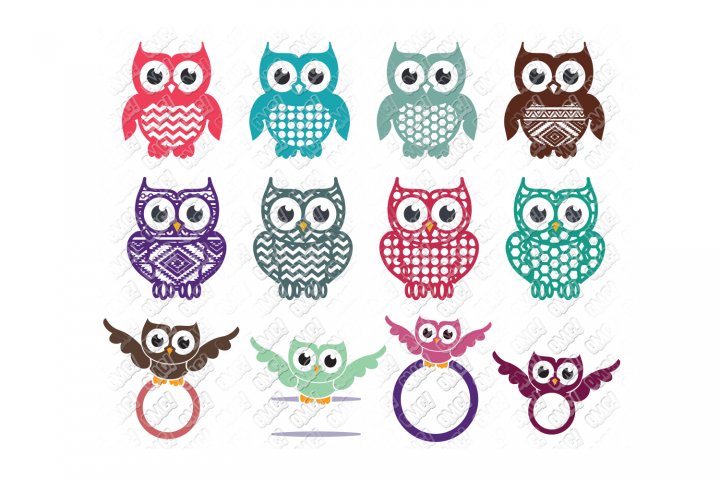 Download Owl SVG Monogram Bundle in SVG, DXF, PNG, EPS, JPG