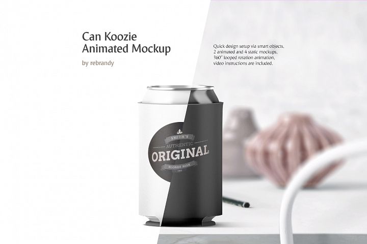 Download Can Koozie Animated Mockup (22300) | Branding | Design Bundles