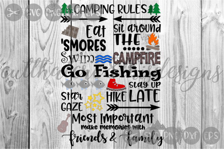 Download Camping Rules, Outdoors, Summer, Cut File SVG