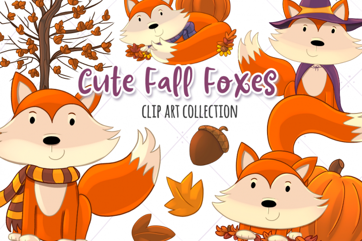 Fall Foxes Clip Art Collection
