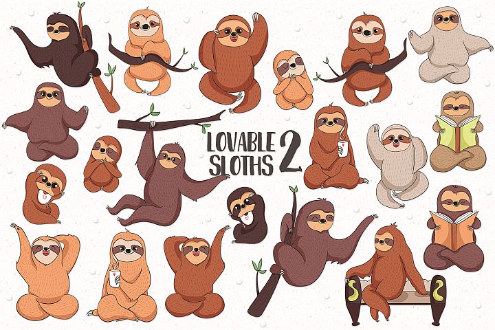 Download Free Illustrations Download Lovable Sloths 2 Free Design Resources