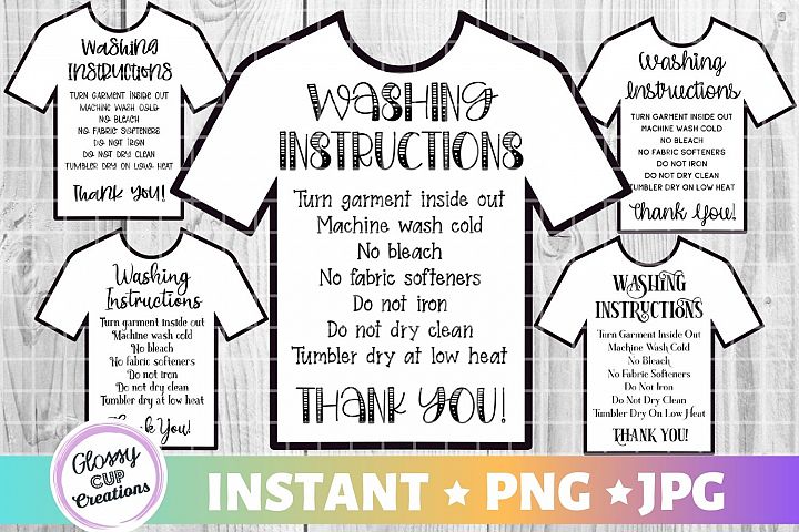 T-Shirt Care Card Pack, PNG, Print and Cut, 5 Pack! (422587 ...
