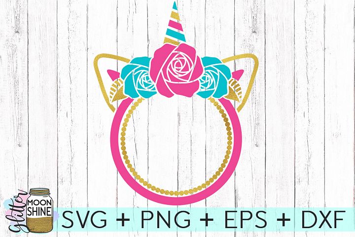 Download Unicorn Horn Monogram Frame SVG DXF PNG EPS Cutting Files