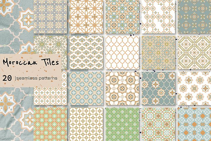 Moroccan Tiles - 20 patterns (457983) | Patterns | Design Bundles