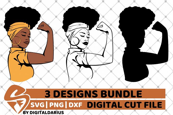 Download 3x Strong Woman svg, Melanin Girl vector, Natural Hair svg