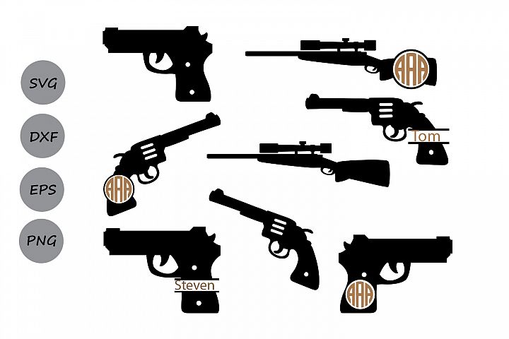 Gun svg, Gun Monogram svg, Gun Pistol svg, Cowboy Gun svg, Shooting Gun