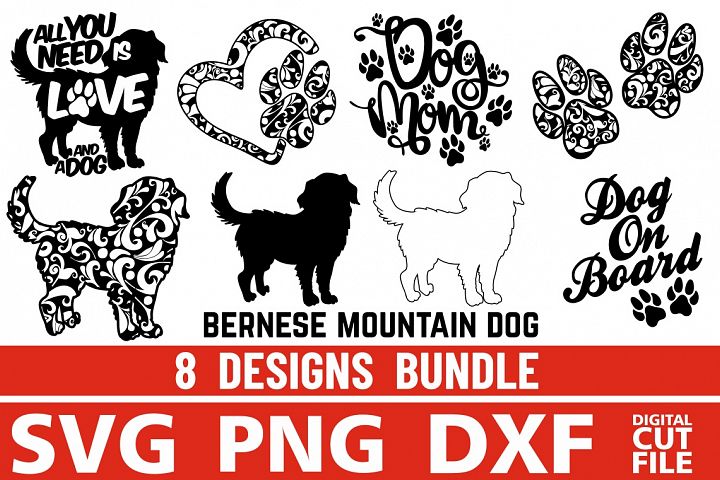 8x Bernese Mountain Dog Bundle svg ,Dog Shapes svg, Vector (352303