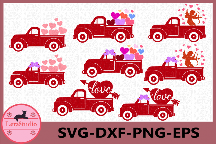 Download Valentines Hearts svg, Truck Svg, Valentines Truck vintage (250640) | SVGs | Design Bundles