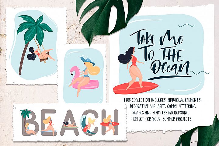 Take me to the ocean. Graphic set