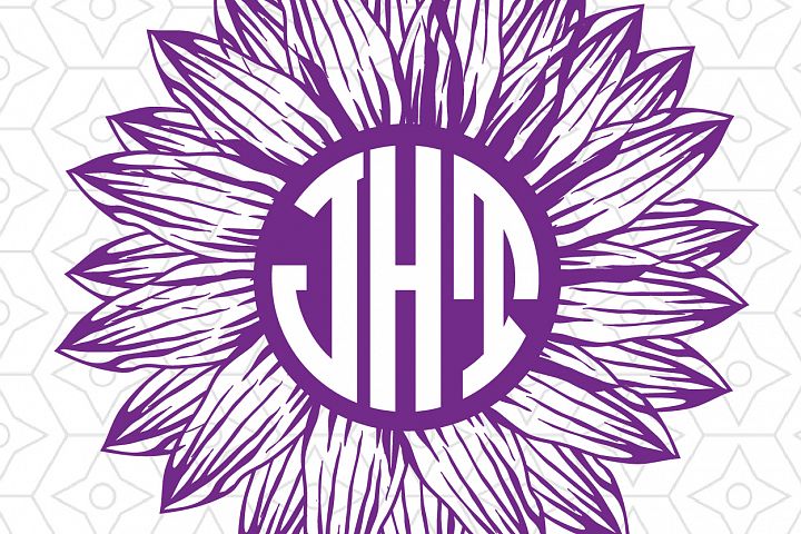 Sunflower Customizable Circular Monogram Decal Design, SVG, DXF, EPS Vector files for use with ...