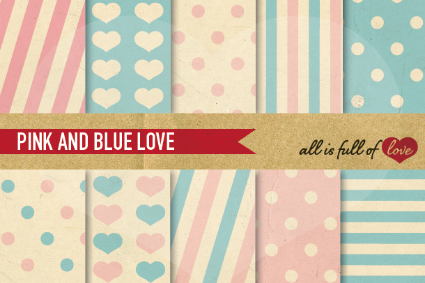 Pink And Blue Digital Paper Pastel Baby Background Patterns With