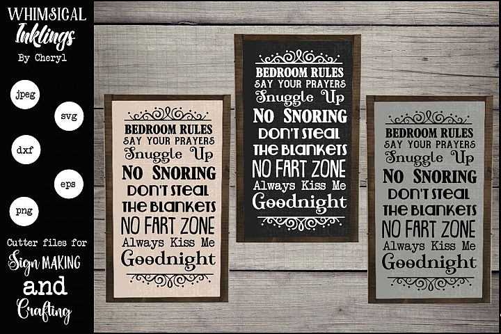 Download Bedroom Rules Set (181407) | SVGs | Design Bundles