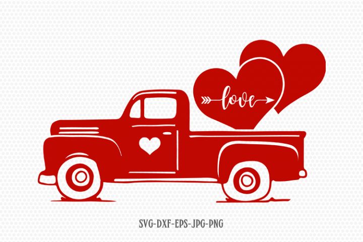 Valentines vintage Truck, Valentines Day SVG, Love SVG