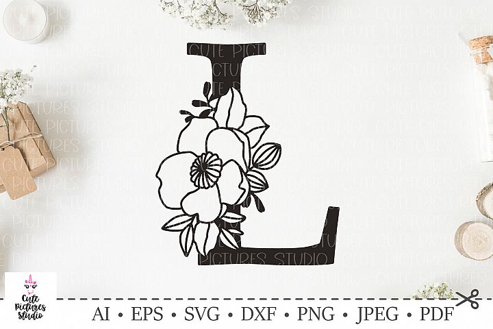 Botanical alphabet svg. Floral letter L svg. Bundle SVG ...