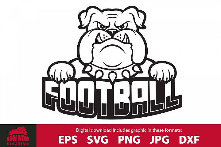 Bulldog Football School Mascot SVG, EPS, JPG, PNG, DXF