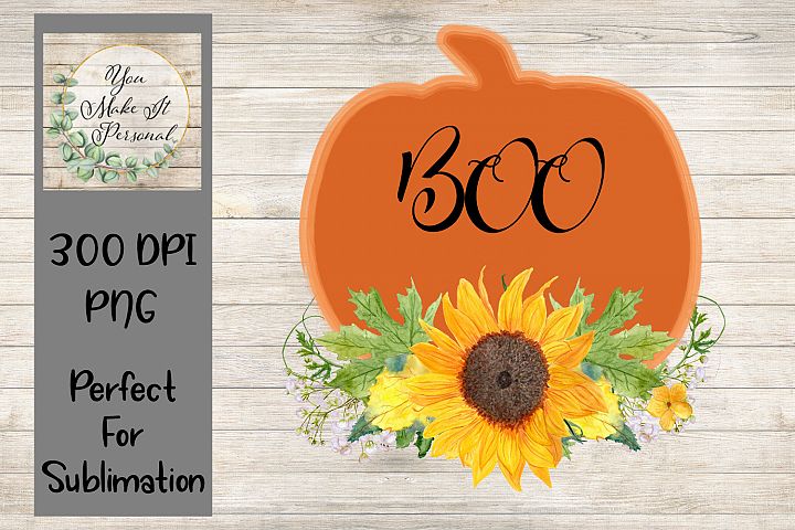 Pumpkin with Sunflower Design, Halloween Design