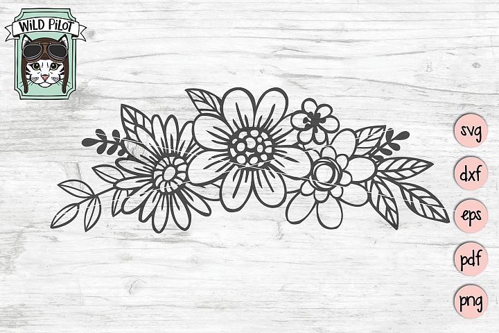 Flowers svg file, Floral cut file, Flowers Border clipart