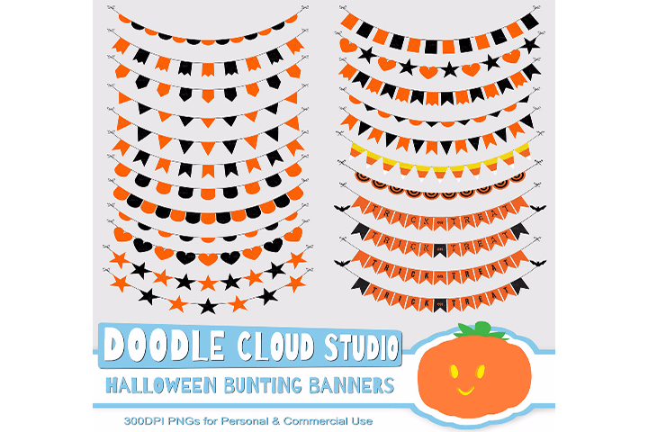Halloween Classic Bunting Banners Cliparts Pack Halloween Party