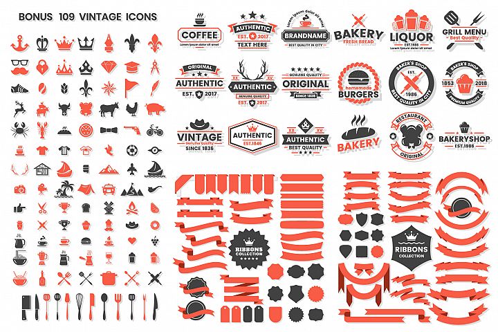 Download Free Illustrations Download Vintage Badge Objects Vector Set Free Design Resources