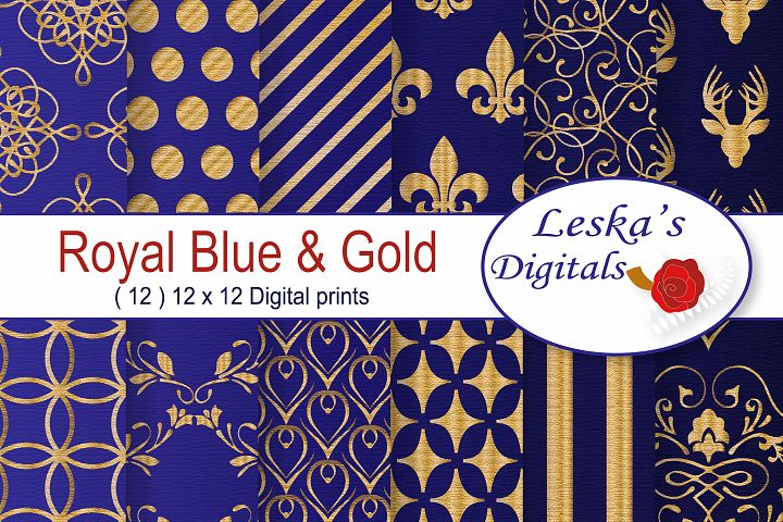 Royal Blue and Gold Digital Backgrounds