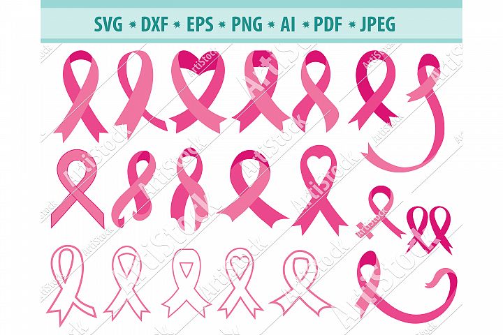 Cancer Ribbon SVG, Breast cancer ribbon Svg, Dxf, Png, Eps