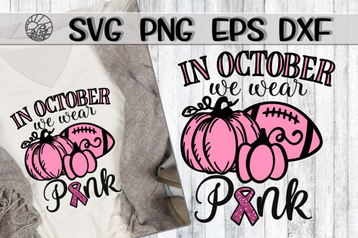 In October - We Wear Pink - Pumpkin-Football-SVG PNG DXF EPS (361163
