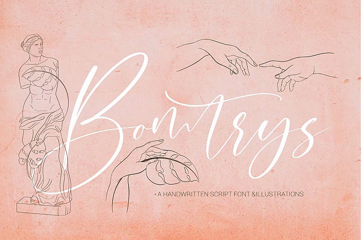 Bomtrys Script Font & Illustrations