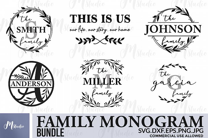 Family monogram bundle SVG & Free split monogram letters (484069) | Cut ...